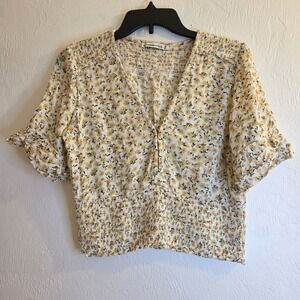 Abercrombie and Fitch Womens M Floral Smocked Peplum Crop Top Cottagecore Boho